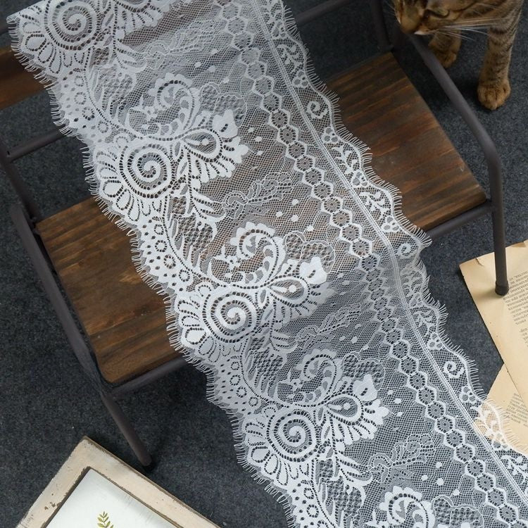 Eyelash Lace Trim Width 22 cm LT0067-Lace Fabric Shop