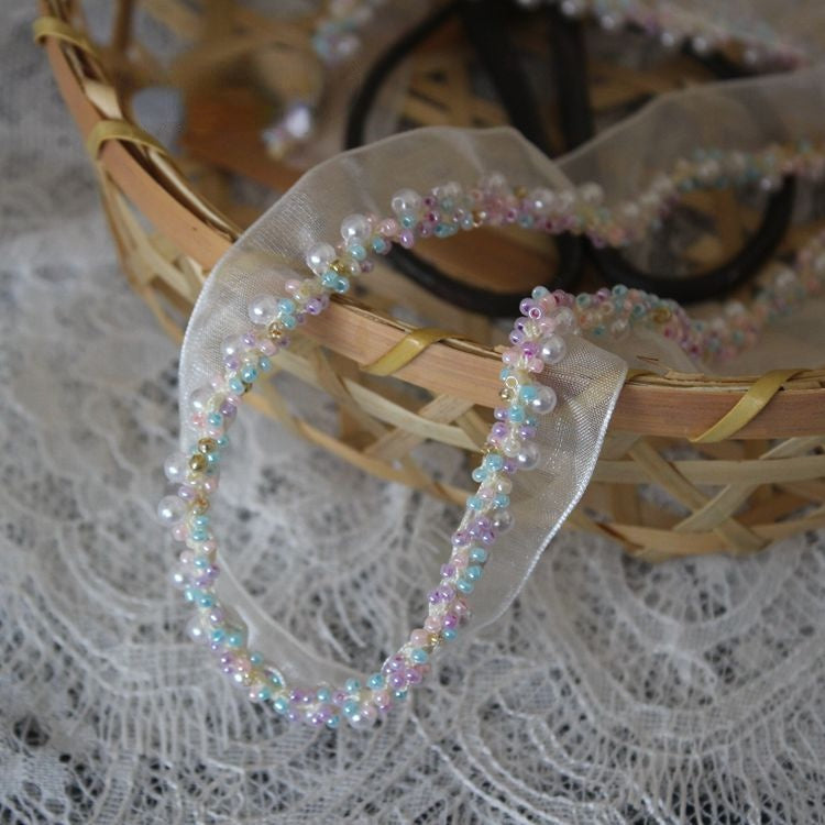 Colorful Beaded Lace Trim Mesh Belt BT0103-Lace Fabric Shop