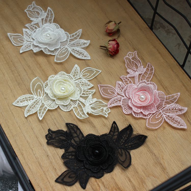 3D Beaded Flower Lace Trim Decoration BT0082-Lace Fabric Shop