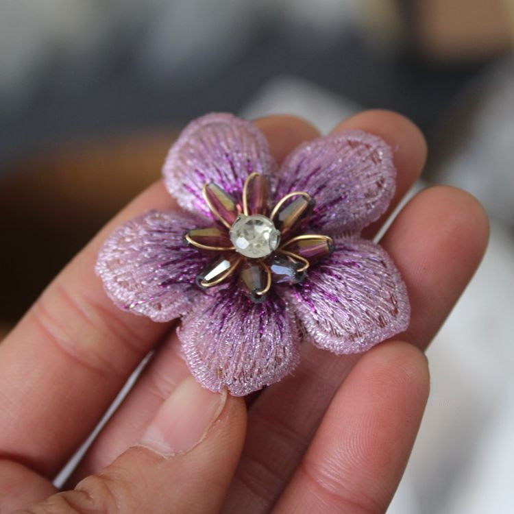 Embroidery Beaded Flower Headdress Material EA0030-Lace Fabric Shop