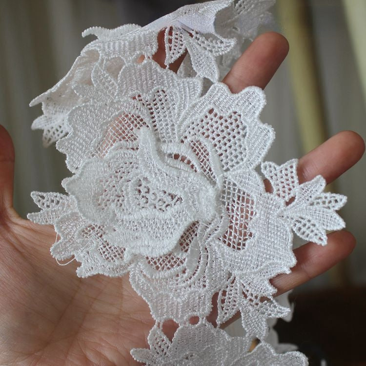 3D Flowers Lace Trim Dress Decoration LT0355-Lace Fabric Shop