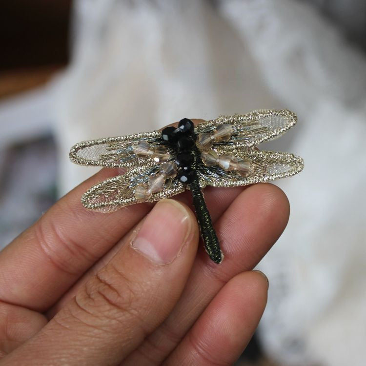 Embroidery Dragonfly Beads Bags Decoration EA0029-Lace Fabric Shop