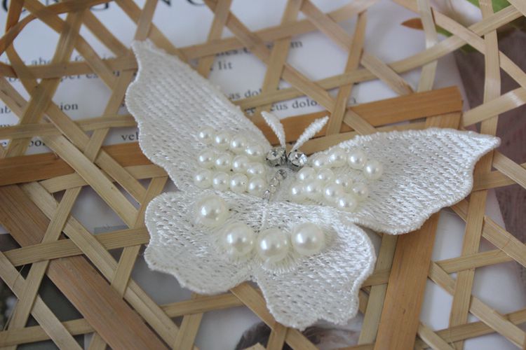 3D Beaded Lace Trim Single Floral BT0031-Lace Fabric Shop