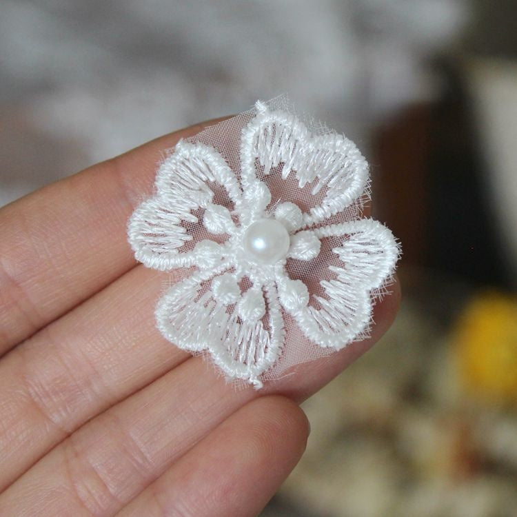 Lace Bead Trimming Single Floral BT0030-Lace Fabric Shop