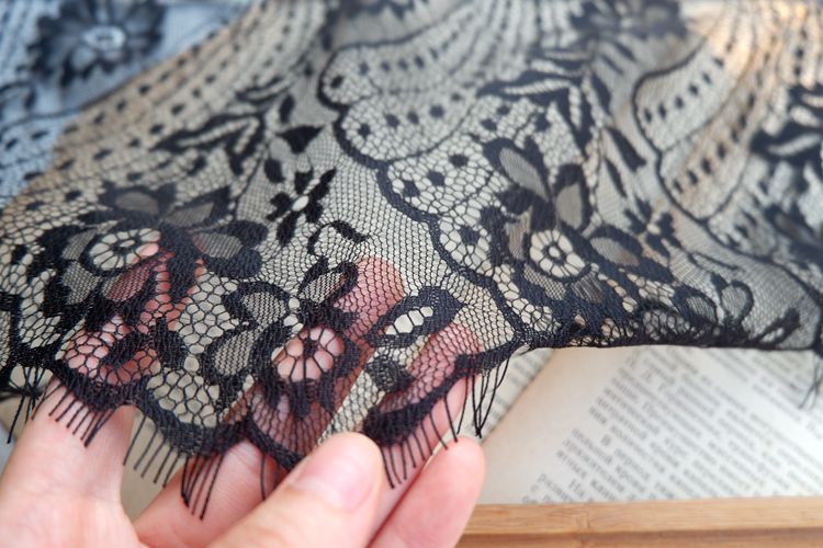 White Black Lace Trim Width 16-20 cm LT0213-Lace Fabric Shop