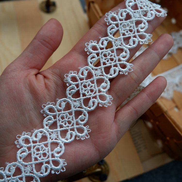 Guipure 3D White Black Lace Trim LT0226-Lace Fabric Shop