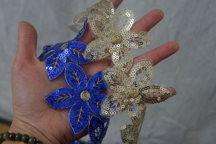 Sequins Beaded Floral Lace Trim BT0041-Lace Fabric Shop