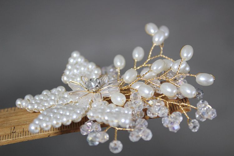 Pearl Beaded Brooch Headdress Accessories BA0117-Lace Fabric Shop