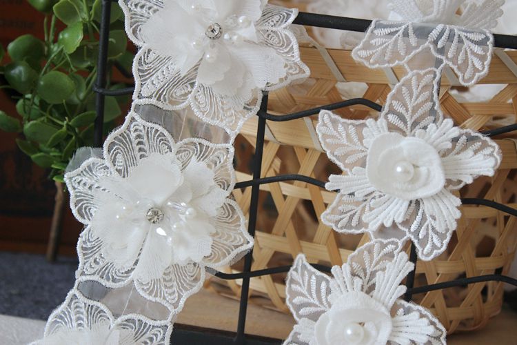 3D Beading Floral Lace Trim BT0057-Lace Fabric Shop