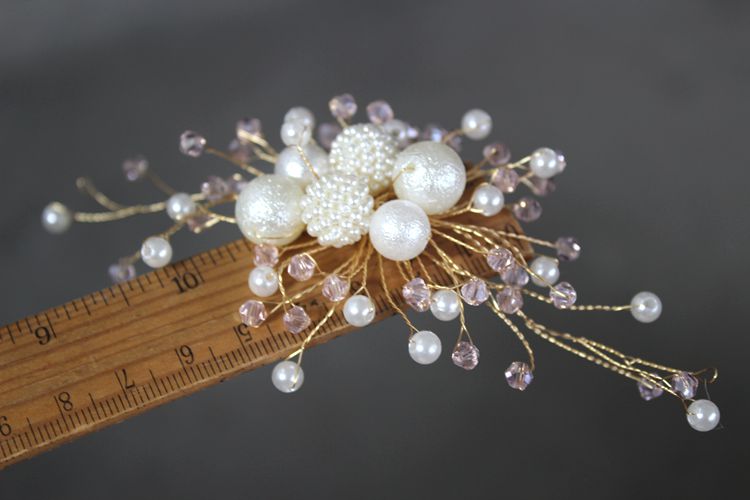 Pearl Beaded Brooch Headdress Accessories BA0117-Lace Fabric Shop