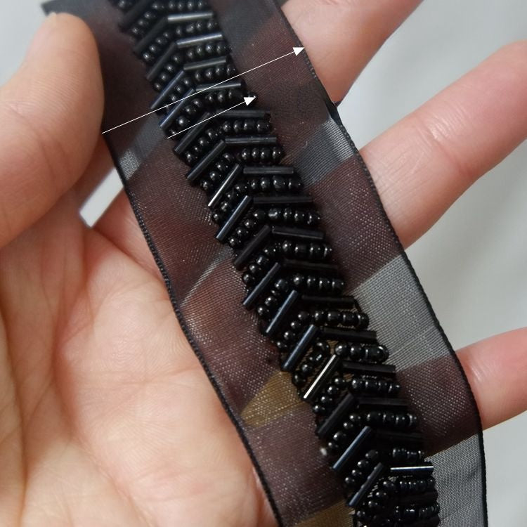 Ribbon Beaded Lace Trims Fabric BT0023-Lace Fabric Shop