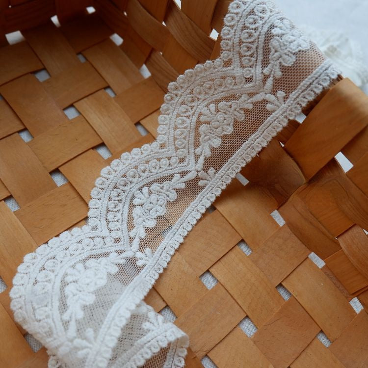 Embroidery Tulle Fabric Width 4-5 cm TF0036-Lace Fabric Shop