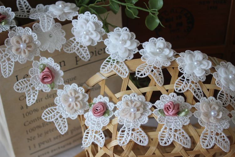 3D Beaded Dress Hem Lace Trim Rose BT0117-Lace Fabric Shop