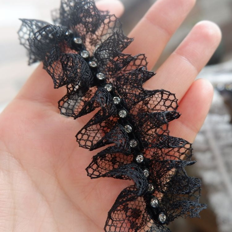 Gathered Tulle Beaded Lace Trim Fabrics BT0073-Lace Fabric Shop