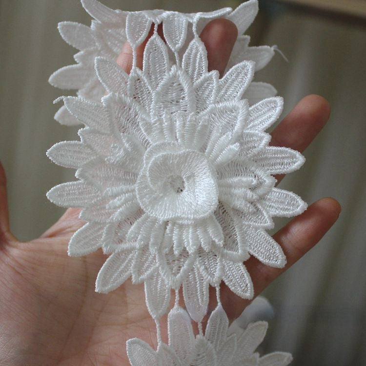 3D Flowers Lace Trim Dress Decoration LT0355-Lace Fabric Shop