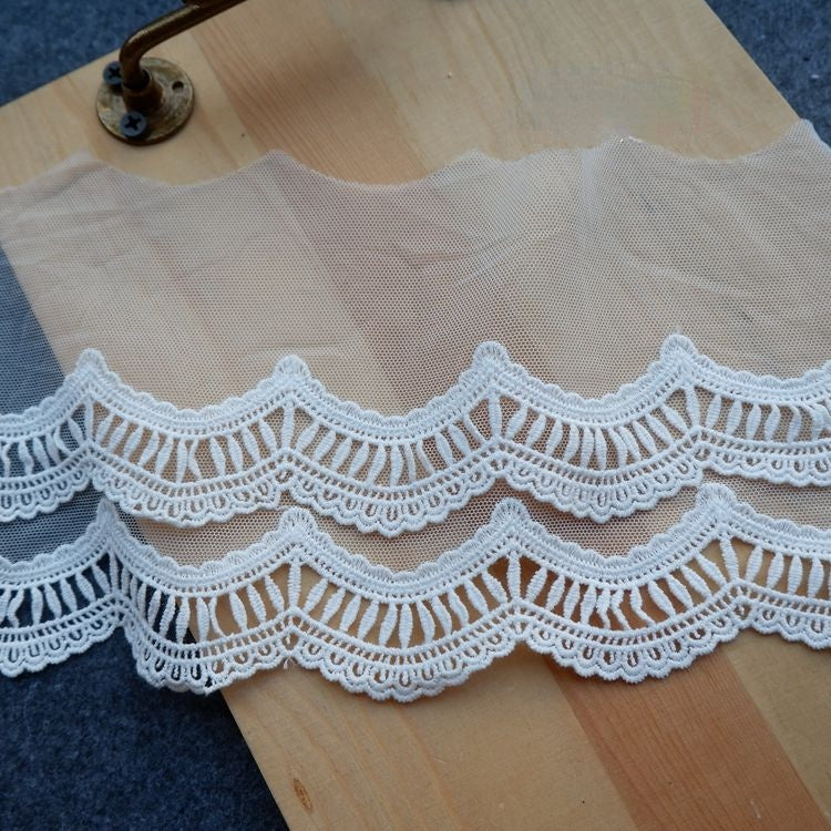 Embroidery White Tulle Width 12 cm TF0050