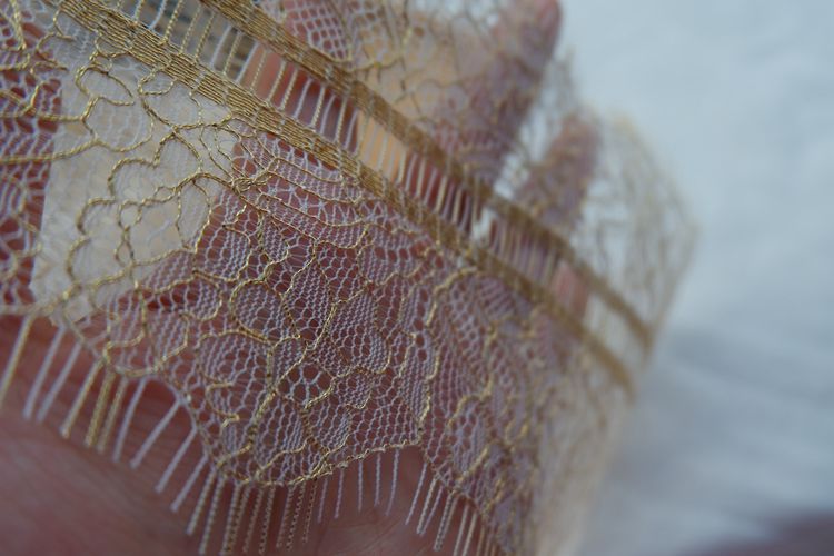 Golden Lace Fabric Trim Width 10-12 cm CL0062-Lace Fabric Shop
