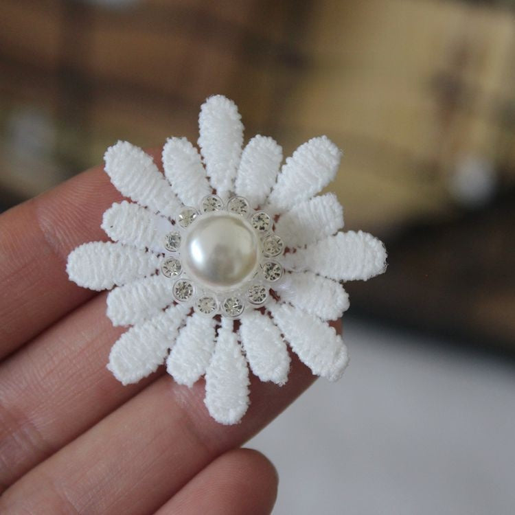 3D Beaded Lace Trim Single Flower BT0001-Lace Fabric Shop