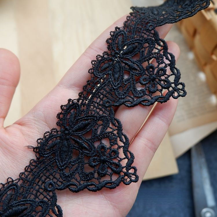 3D Leaf White Black Clothes Lace Trim LT0229-Lace Fabric Shop