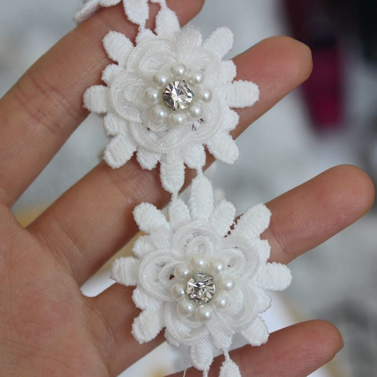 Pearl Beaded Floral Lace Trim Fabrics BT0034-Lace Fabric Shop
