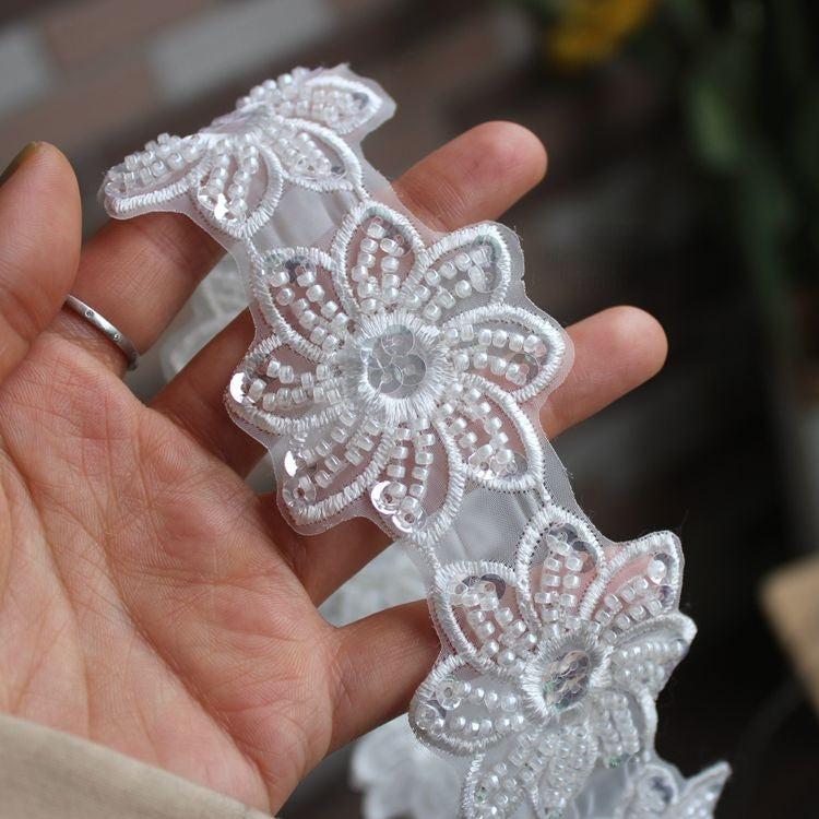 Wedding Sequin Beaded Lace Trim Decoration BT0087-Lace Fabric Shop