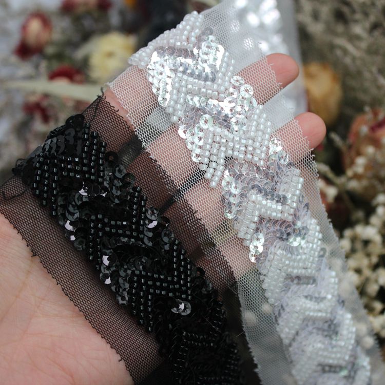 Wedding Sequin Beaded Lace Trim Decoration BT0080-Lace Fabric Shop
