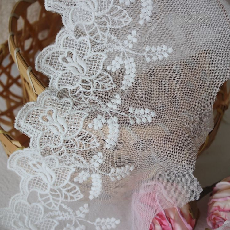 Embroidery Tulle Lace Trim Width 12 cm TF0112-Lace Fabric Shop