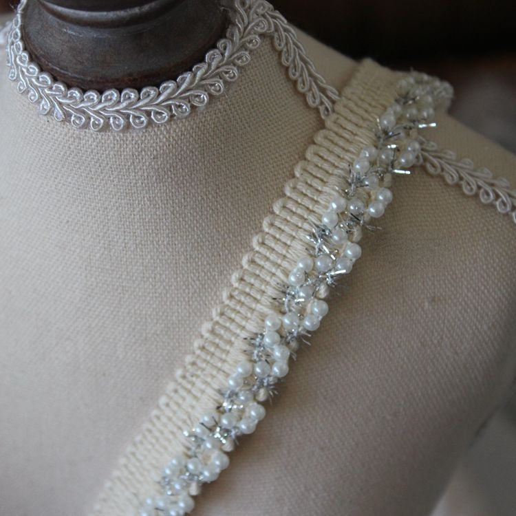 Beaded Cotton Lace Trims Coat Hem BT0098-Lace Fabric Shop