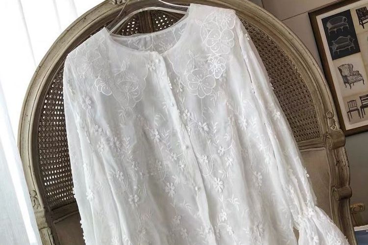 Embroidery Organza Collar Eyelet Fabric EF0071-Lace Fabric Shop