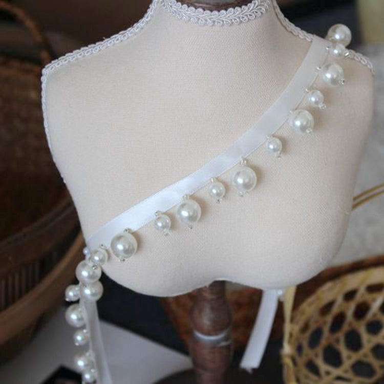 Pearl Tassel Beaded Lace Ribbon Trim Fabric BT0104-Lace Fabric Shop