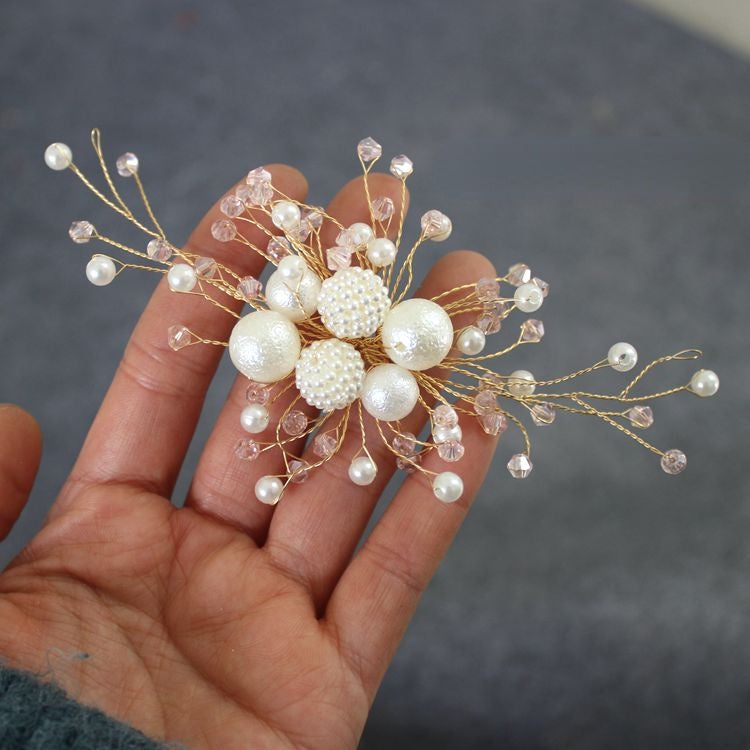 Pearl Beaded Brooch Headdress Accessories BA0117-Lace Fabric Shop