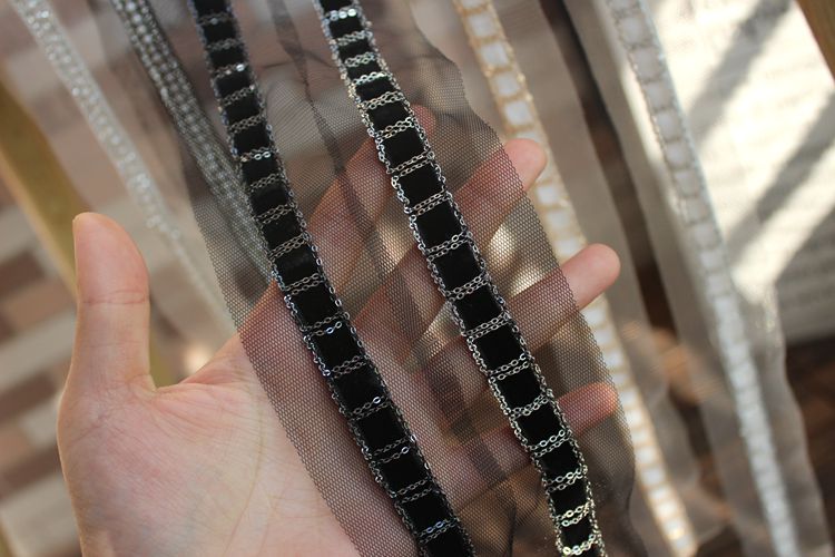 Beaded Tulle Mesh Lace Trim Belt Fabrics BT0091-Lace Fabric Shop