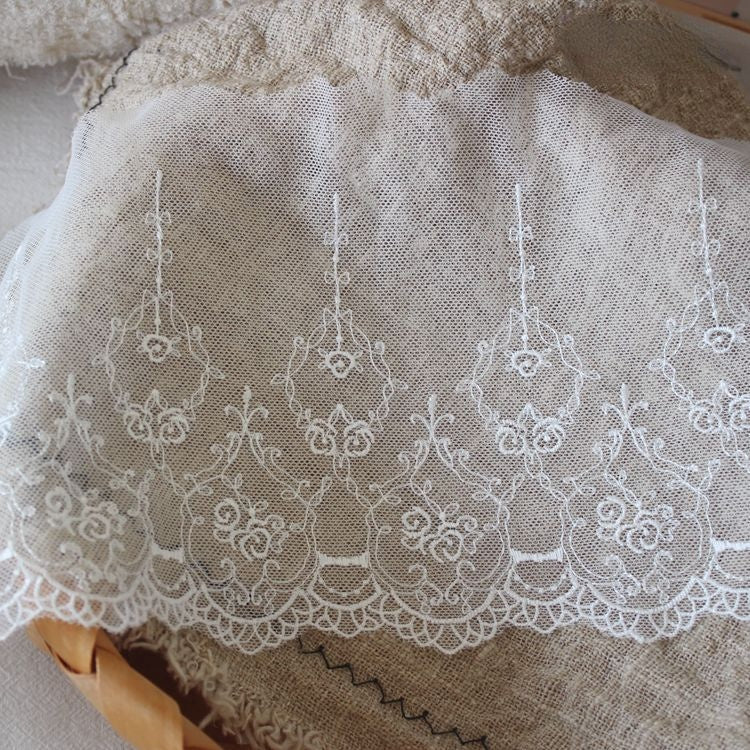 Tulle Mesh Lace Trimming Width 15-18 cm CL0080-Lace Fabric Shop