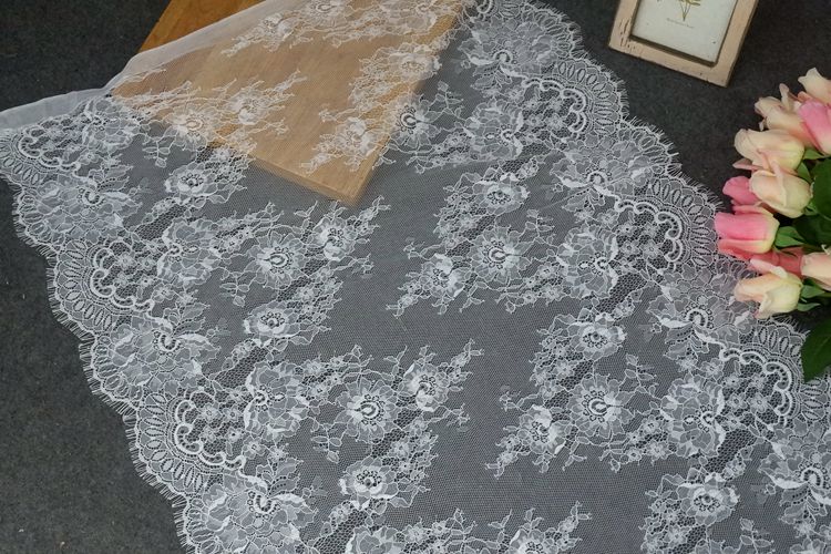 White Black Chantilly Lace Width 60 cm CHL0098-Lace Fabric Shop