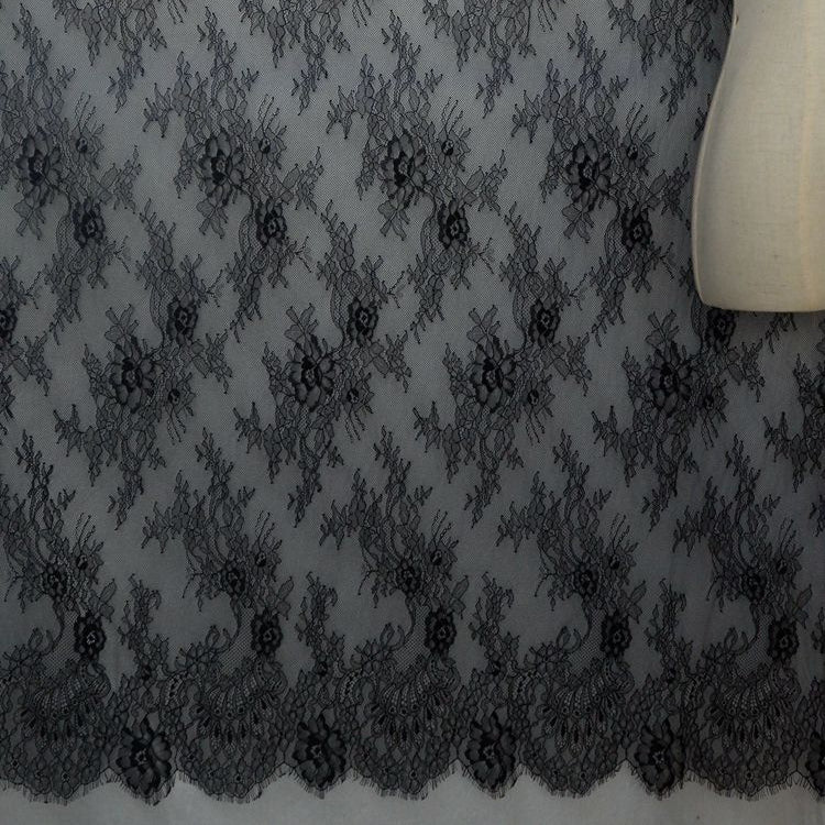Grey Chantilly Shining Lace Width 150 cm CHL0110-Lace Fabric Shop