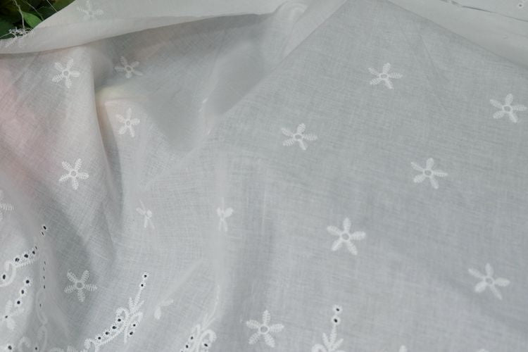Wide Embroidered Eyelet Fabric Width 130 cm EF0051-Lace Fabric Shop