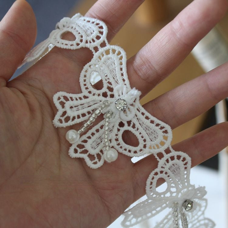 3D Beaded Dress Hem Lace Trim Rose BT0117-Lace Fabric Shop