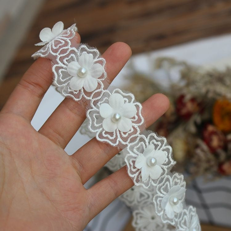 Beaded Floral Lace Trims Fabric BT0019-Lace Fabric Shop