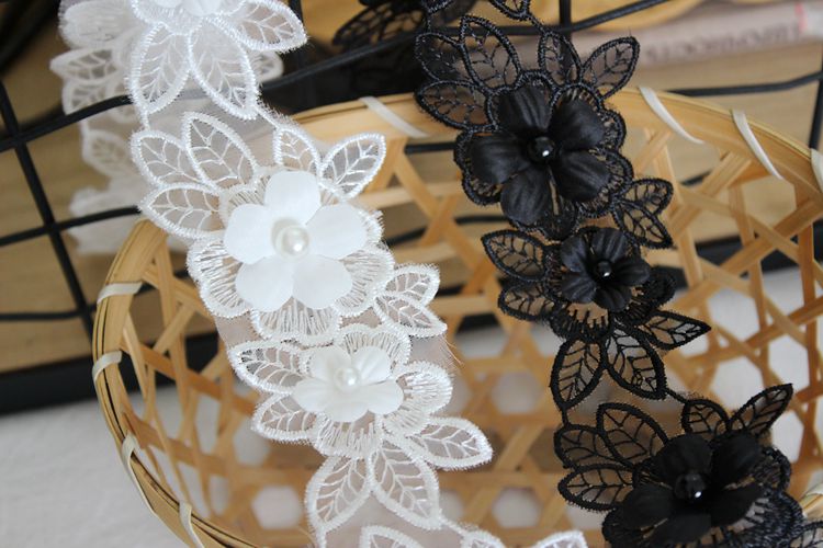 Beaded Floral Lace Trim Fabric BT0056-Lace Fabric Shop