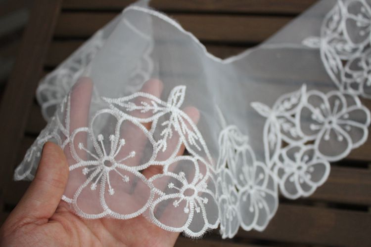 Embroidery Organza Collar Eyelet Fabric EF0071-Lace Fabric Shop