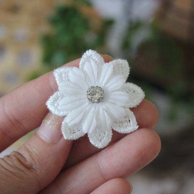 3D Beaded Lace Trim Single Flower BT0001-Lace Fabric Shop