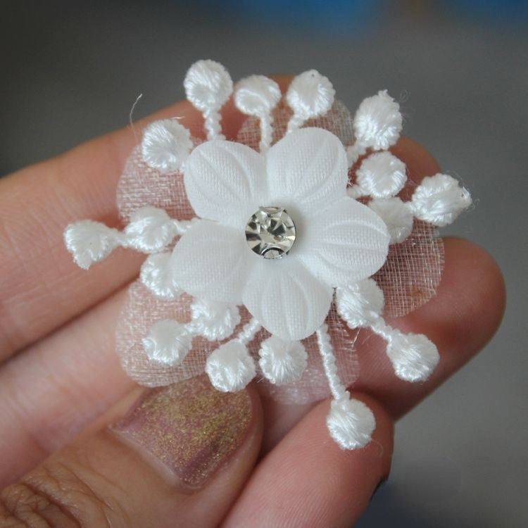 3D Beaded Lace Trim Single Flower BT0001-Lace Fabric Shop