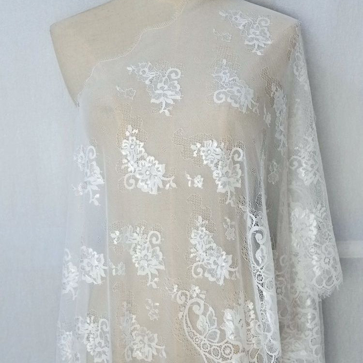 Chantilly Lace Fabric Black Width 35-50 cm CHL0113-Lace Fabric Shop