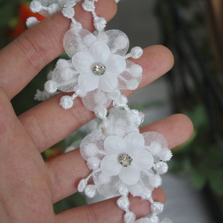 3D Beaded Bridal Decorative Lace Trim BT0004-Lace Fabric Shop