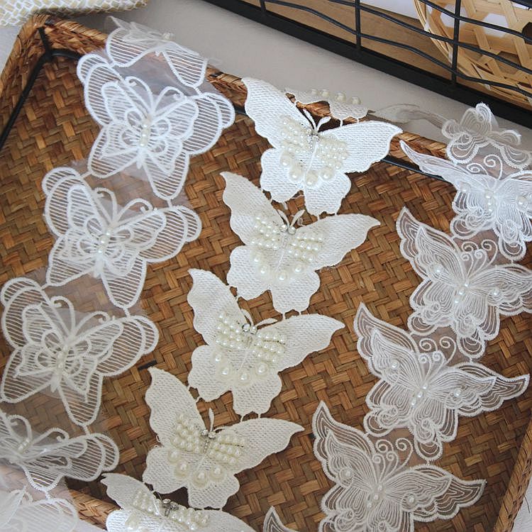 3D Beading Butterfly Lace Trims BT0039-Lace Fabric Shop