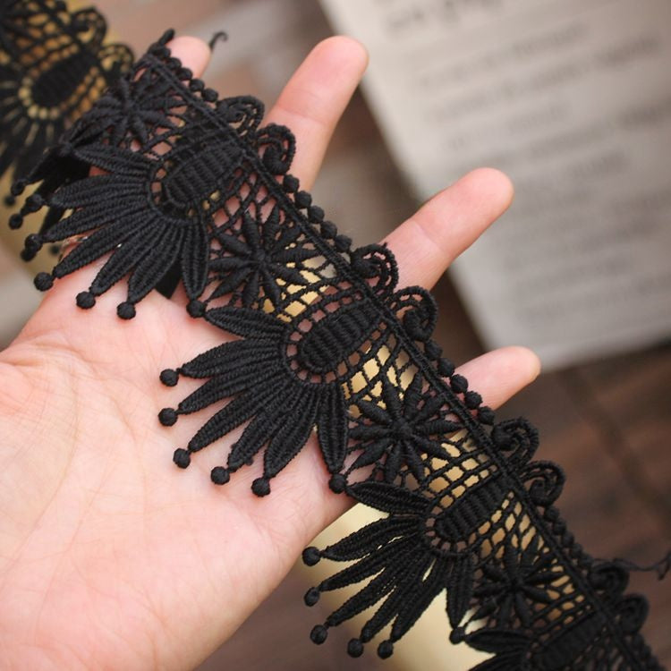 Geometric Black Lace Trim Width 6 cm LT0343-Lace Fabric Shop
