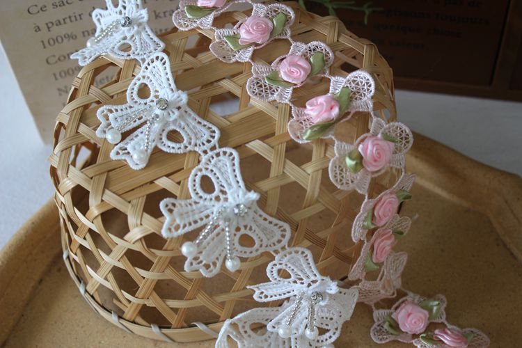 3D Beaded Dress Hem Lace Trim Rose BT0117-Lace Fabric Shop