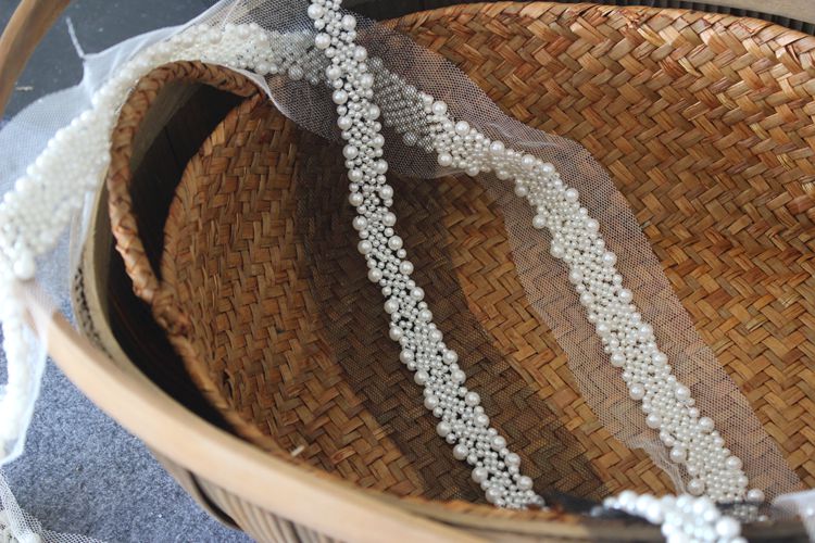 Pearl Beaded Mesh Tulle Lace Trim Material BT0101-Lace Fabric Shop