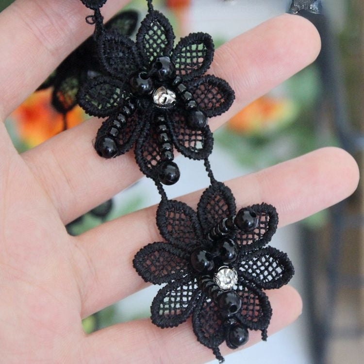 3D Beaded Bridal Decorative Lace Trim BT0004-Lace Fabric Shop