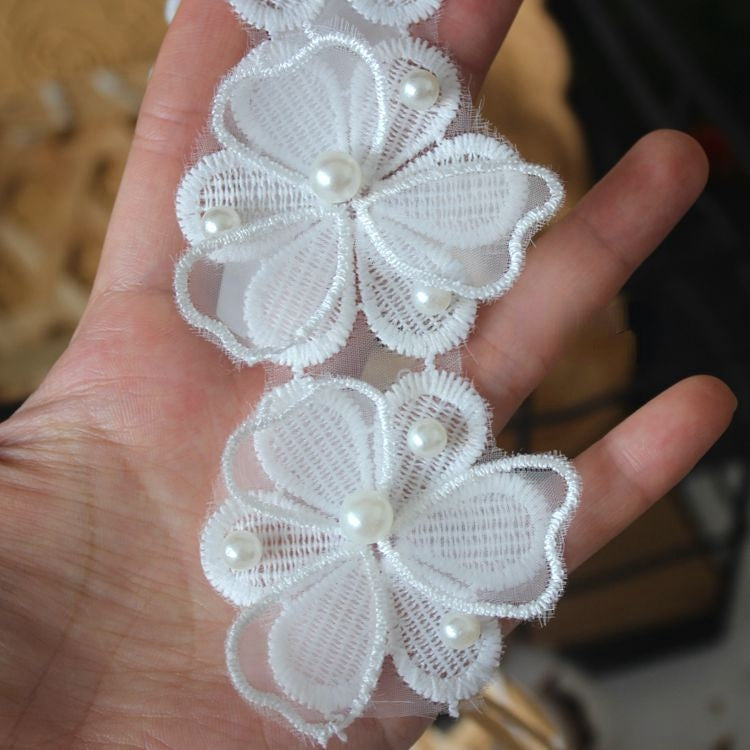 Beaded Floral Lace Trim Fabrics BT0038-Lace Fabric Shop